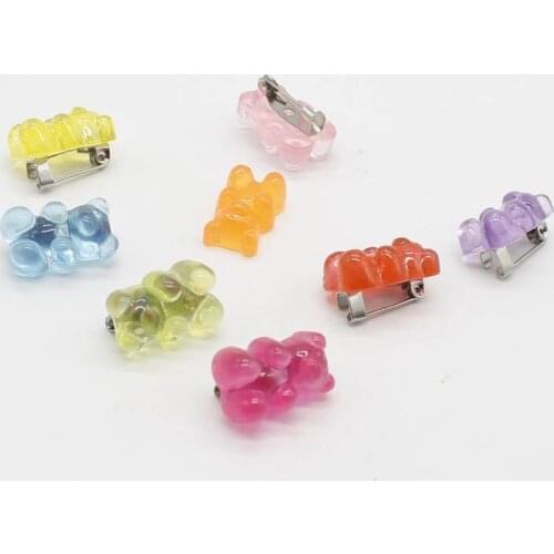 5pcs/lot Japanese candy-colored bear brooch mini badge school bag clothing small pendant decoration small pin DIY accessories
