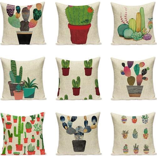 Cartoon Cactus Cushion Cover Decorative Pillow Cases Art Car Seat Accessories Sofa Throw Pillowcase Home Textile Decor 45x45cm