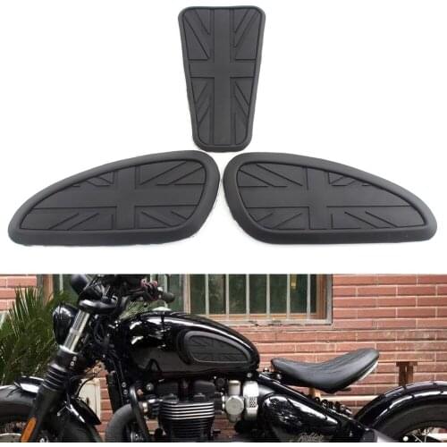 Black Motorcycle Gas Traction Sticker For Triumph Tank Side Gas Pad Knee Grips Protector Retro Rubber Decal For Kawasaki Yamaha