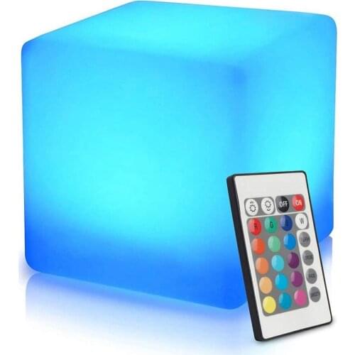 Cube Shape LED Night Light USB Rechargeable 10CM RGB 16 Colors Dimmable Decor Table Lamp with Remote Control Desk Lamp