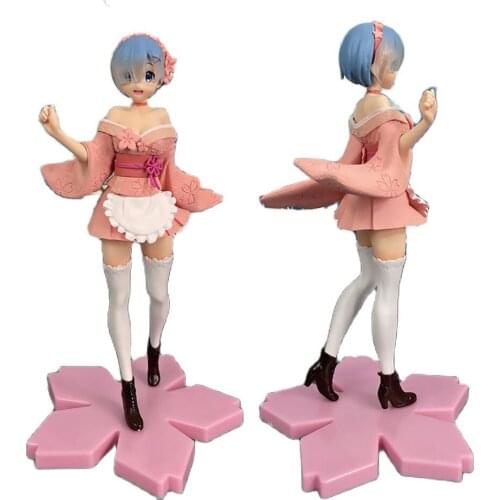 0 Re Life In A Different World From Zero Rem Pink Kimono Maid Dress Scale Action Figure PVC Sexy Girl Collection Model Adult Toy
