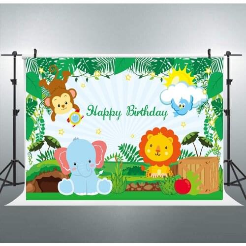 Photography Backdrop Jungle Animals themed birthday Party Background Safari Tropical Leaves Backdrop baby shower dessert Table