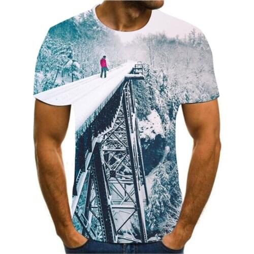 Vivid anime landscape 3D t-shirt fashion creative pattern t-shirt men/women loose wild summer top versatile street top