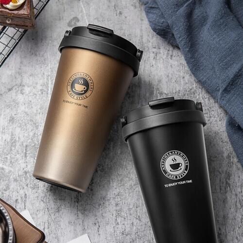 500ml Coffee Mug Thermocup Double Wall Stainless Steel Vacuum Flasks Car Thermo Travel Mug Portable Drinkware Coffee Tea Cup Hot