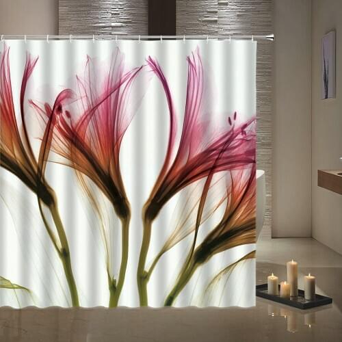 Beautiful Narcissus Shower Curtains Lotus Dandelion Small Fresh Bathroom Curtain Waterproof Polyester Fabric Home Decoration