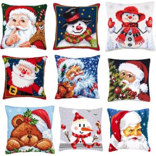 Latch hook Pillow Case CARTOON Acrylic Yarn Cushion Cover Christmas Canvas Throw Pillow Chair Cushions Home Decor