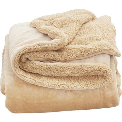 Small Wool Blanket Quilt Lamb Wool Double-layer Thick Warm Blankets for Beds Winter Coral Fleece Blanket