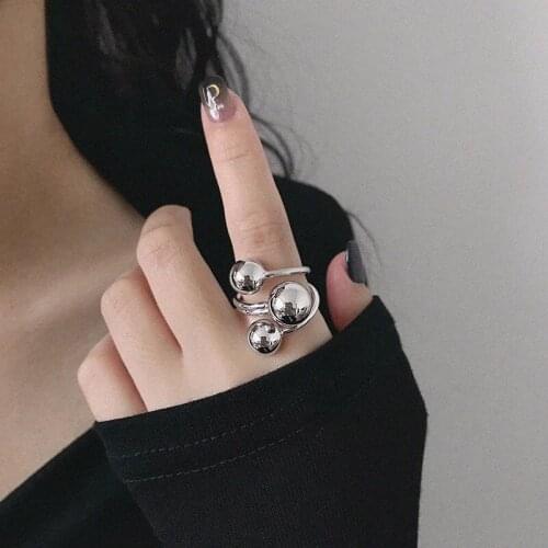 Meetvii Minimalist Gold&Silver Color Party Rings for Women New Fashion Creative Irregular Ball Planet Exaggerated Rings Jewelry