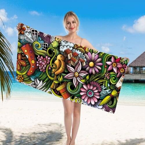 Fashion Comfortable Hot Sale Forest Flowers Summer Beach Towel Microfiber Printed Bath Towels Drying Quicky-Dry Microfiber Towel