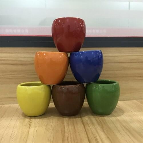 80ML Candy Small Tea Cups Simple Ceramic Mug Pure Color Set Coffeeware Drinkware