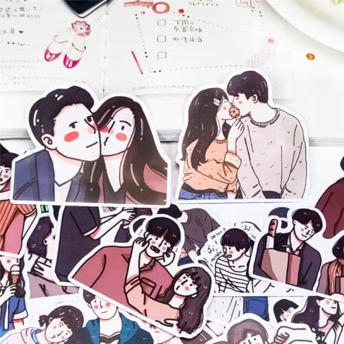 21pcs Cute Kawaii Cartoon portrait couple life warm Stickers scrapbooking /decorative /DIY craft photo albums Waterproof