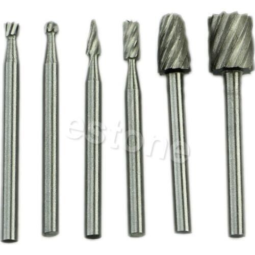 OOTDTY 6pcs HSS Routing Router Grinding Bits Burr For Rotary Tool Mini