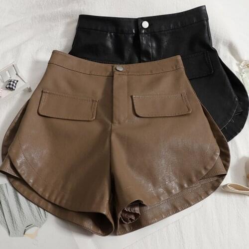 2021 Autumn Winter Womens Shorts Korean Retro Solid Color Outer Wear Wide-leg Shorts New All-match Female Pants FC432