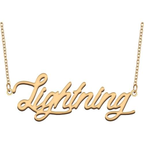 Lightning Name Necklace for Women Stainless Steel Jewelry 18k Gold Plated Nameplate Pendant Femme Mother Girlfriend Gift