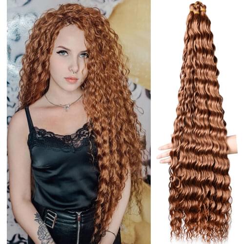 Full Star Deep Wave Twist Crochet Hair Pink Ocean Wave 32 Inch Synthetic Light Weight 100g Soft Braiding Hair Extensions