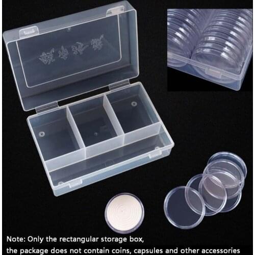 Clear Plastic Storage Box Display Collection Case Protector Organizer for 48pcs 40mm / 45pcs 46mm Direct Fit Coin Capsule Holder