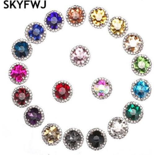 12mm 20pcs/bag White K base/gold base Fat square shape glass Crystal buckle loose sew on rhinestones diy clothing accessories