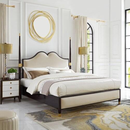 Nordic luxury bed American solid wood bed double bed 1.8 meters wedding bed master bedroom European fabric bed modern minimalist