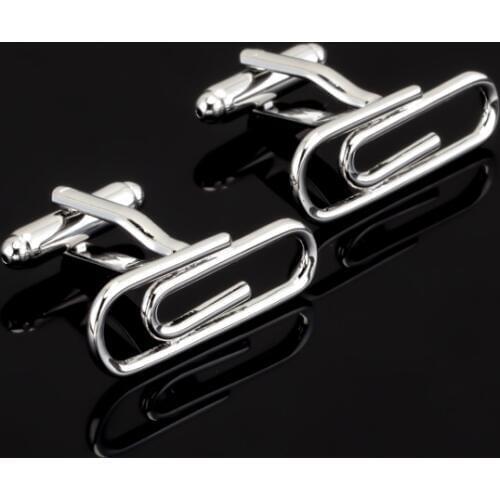 Luxury shirt cufflinks for mens Brand cuff button de manchette Silvery paperclip cuff links High Quality abotoaduras Jewelry