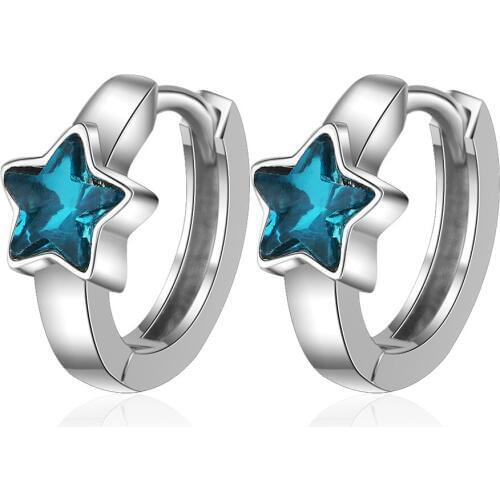 Fashion Wedding Jewelry 1ct Cubic Zirconia Earrings Blue Star CZ Earring Eternity silver color Earrings Jewelry for Women