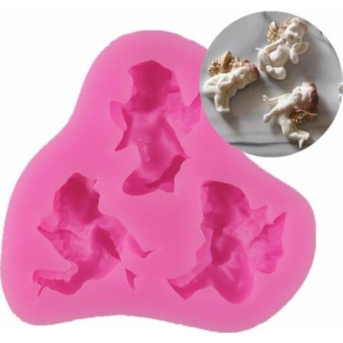 Fondant silicone dry pais mold 3pcs baby mold angel baby kids cake surrounding clay mold