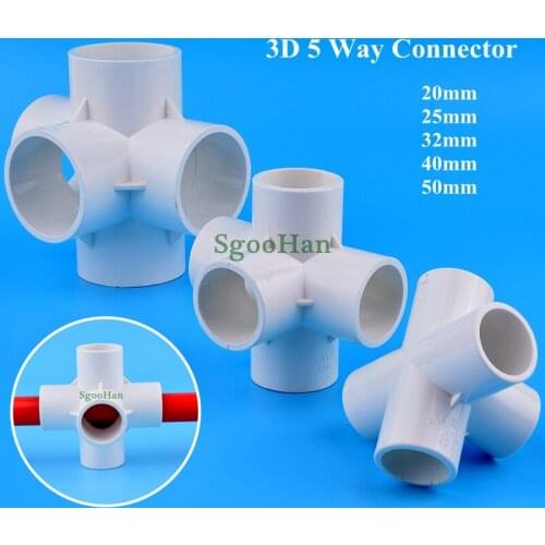 1~30pcs PVC Pipe Aquarium Fish Tank 5 Way Connectors Garden Home DIY Hydroponic Planting Frame 4 Ways Tube Joint ID 20~50mm