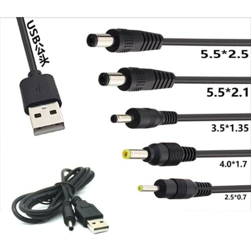 USB A Male to DC 2.5*0.7 3.5*1.35 4.0*1.7 5.5*2.1 5.5*2.5mm Power supply Plug Jack type A extension cable connector cords