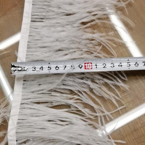 High Quality 10Yards Off White Natural Ostrich Feather Ribbon Ostrich Feathers Trim Fringe Clothing Decoration 12-17cm/5-7inch