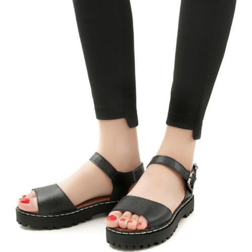 PXELENA Vintage Casual Comfort Sandals Wmen Flat Platform Collegiate Shoes Ankle Strap Sandals 2018 Lady Black White Pink 34-43