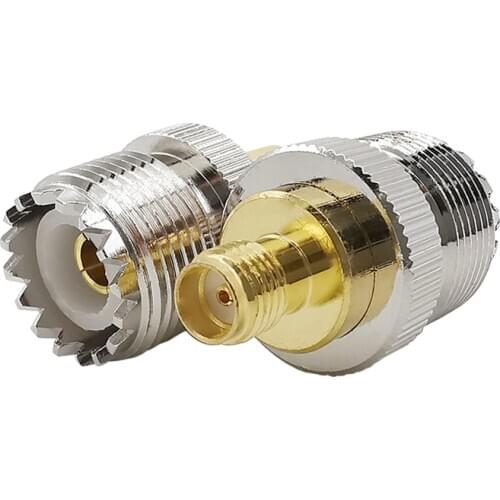 1Piece RF Connector SMA Female Jack to UHF SO239 SO-239 Female Jack Gold Plated Brass RF Coaxial Antenna Cable Connector