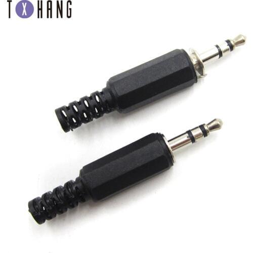 10Pcs/Lot Black Plastic Pure Copper Conductor Housing Audio Jack Plug Headphone Stereo 3.5mm Male Adapter