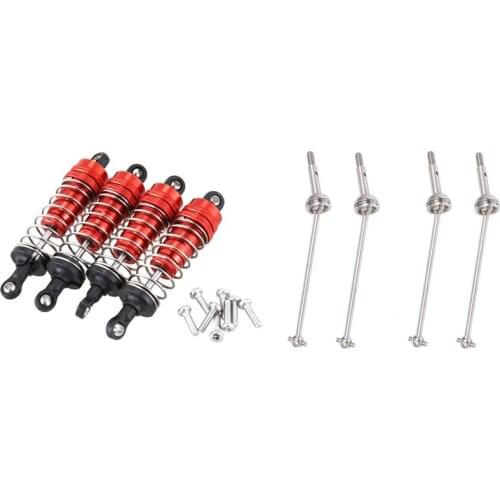 2 Set RC Car Part: 1 Set Metal Shock Absorber Damper & 1 Set Metal Drive Shaft Front Wheel Drive Shaft