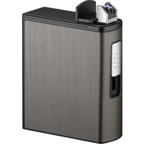 20pcs 7.6*84mm Cigarettes ABS & Aluminum Cigarette Box Case With USB Lighter