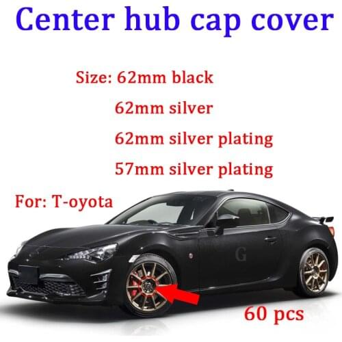 60pcs Diameter 57mm 62mm Black Silver Car Wheel Center Hub Caps Logo Badge Emblem For Toyota Rim Caps Cover Accessories