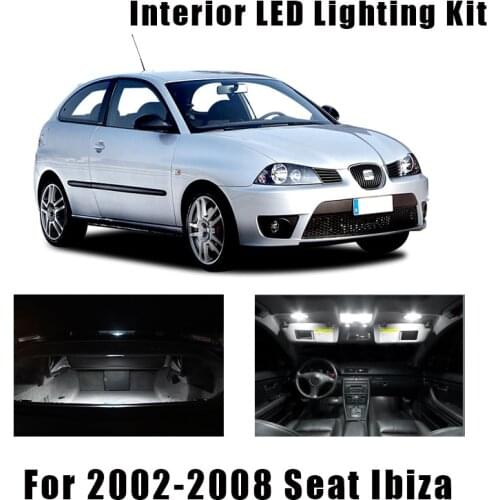 9pcs White Canbus Error Free LED Interior Reading Map Dome Light Bulbs Kit For 2002-2008 Seat Ibiza IV MK4 Trunk Glove Box Light