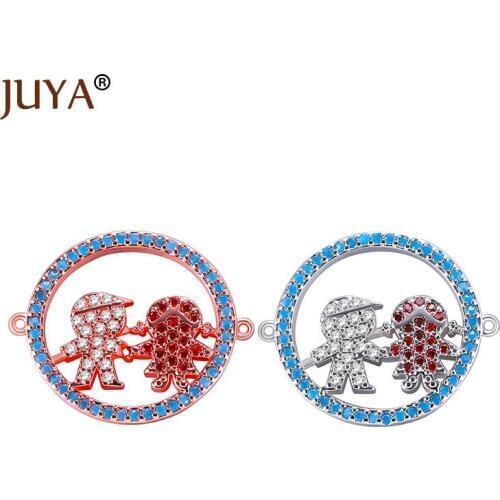 Jewelry making accessories multicolor zircon rhinestone round circle kids boy & girl connectors charms for diy bracelet finding