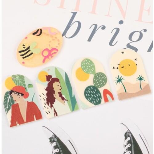 HAOSAW 6Pcs 27*40MM Jewelry Accessories/DIY Making/Charms/Hand Made/Painting Effect/Earrings Findings & Components/Pendant