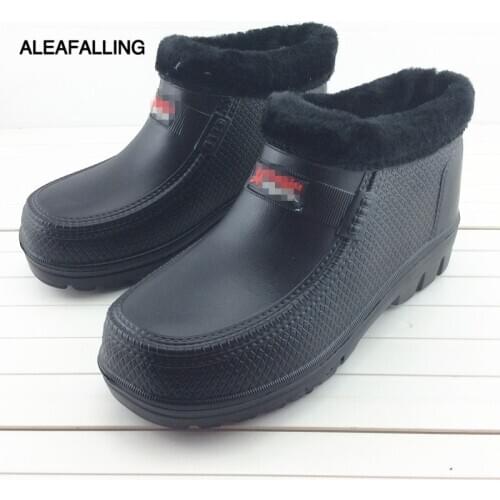 Aleafalling Mens Rain Boots Thicken Cover Light Waterproof Shoes Unisex Anti-skip Garden Kitchen Labor Shoes Car Washing Shoes