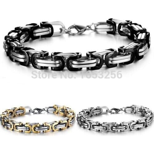 Best Price Hip-hop Women Men Jewelry Byzantine Box Curb Chain Bracelet Stainless Steel 8mm 8.8