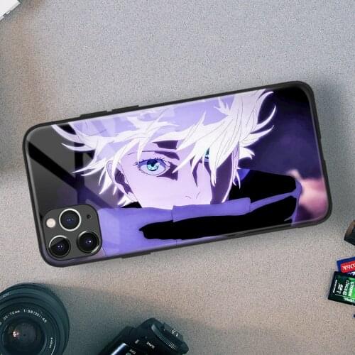 Satoru Gojo Jujutsu Kaisen Anime Soft TPU Glass Phone Case for IPhone SE 6s 7 8 Plus X Xr Xs 11 12 Mini Pro Max Samsung Redmi