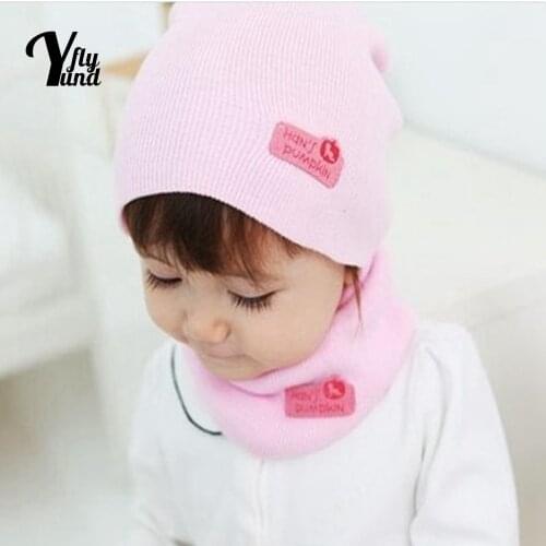 Yundfly Childrens Candy Color Knitting Hat and Scarf Two Piece Set Comfortable Warm Baby Girl Cap Infant Headwear Birthday Gift