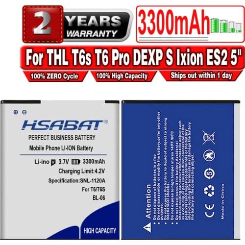 HSABAT Free Shipping 100% New 3300mAh BL-06 Battery for THL T6s T6 Pro T6C Battery DEXP S Ixion ES2 5" Battery for DEXP ES 2 5