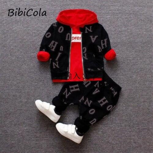 Kdis Boys Tracksuit Spring Autumn Clothing Set 1-4Y Boys Outfits Fashion Cotton Tops+coat+pants 3pcs