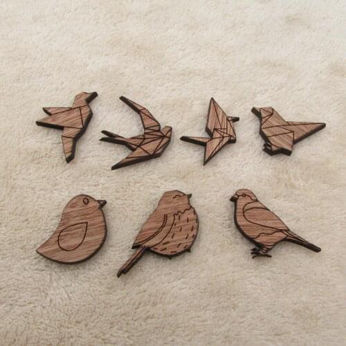 Laser Engraved Wooden Bird Pendant Unfinished Solid Wood Accessory Jewerly Finding Making For Diy Project