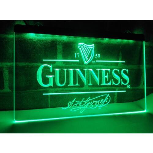 LE057- Guinness Alec Arth Beer Bar Club Light Sign home decor crafts