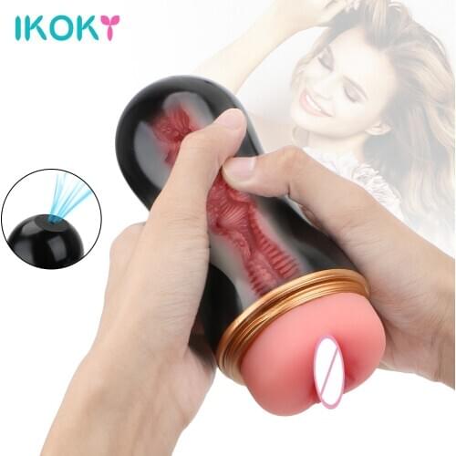 IKOKY Mans Sex Machine Sex Toys for Men Male Penis Pump Real Pussy Masturbation Cup Erotic Toys Adults Sex Goods Sextoys Shop
