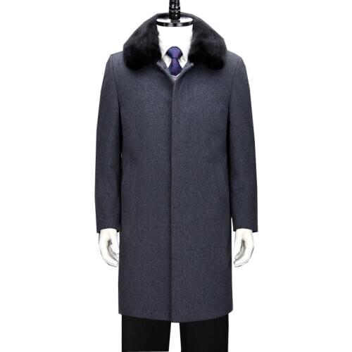 New Winter Cashmere Coat Men Mink Collar Wool Golden Liner Nick Woolen Overcoat Casual High-grade Plus Size M L Xl 2XL 3XL 4XL