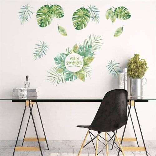 New garden green plant flower leaf wall stickers for kids rooms living room bedroom TV Background window wall decals mural arts