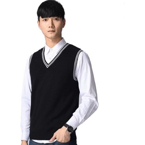 New Korean mens slim V-neck vest pullover sweater male vest
