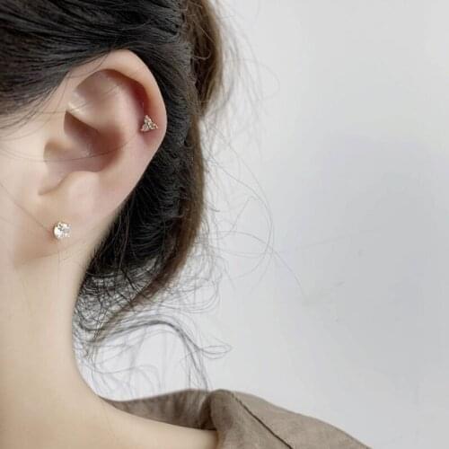 Fashion Cz Ear Studs Cartilage Earring for Women 925 Sterling Silver Zircon Small Stud Earring Ear Piercing Jewelry Gifts